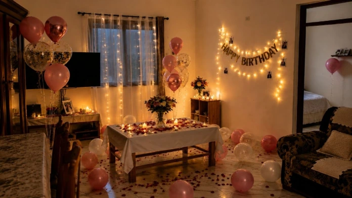 Organisation d’anniversaire surprise avec décoration premium et ambiance romantique par AGAP EVENT.
